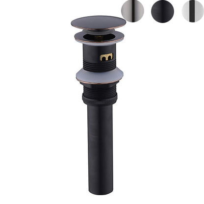 Pop-Up Sink Drain with Overflow, Contemporary Brass Basin Drain, Chrome / Brushed Nickel / Oil-Rubbed Bronze / Antique Brass