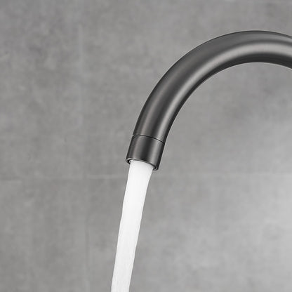 Gunmetal Contemporary Freestanding Tub Faucet, Single-Handle Brass Faucet, High Arc Spout Faucet