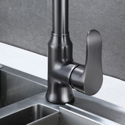 Modern Pull-Down Kitchen Faucet, Single-Handle High-Arc Brass Faucet, Chrome / Gunmetal / Matte Black