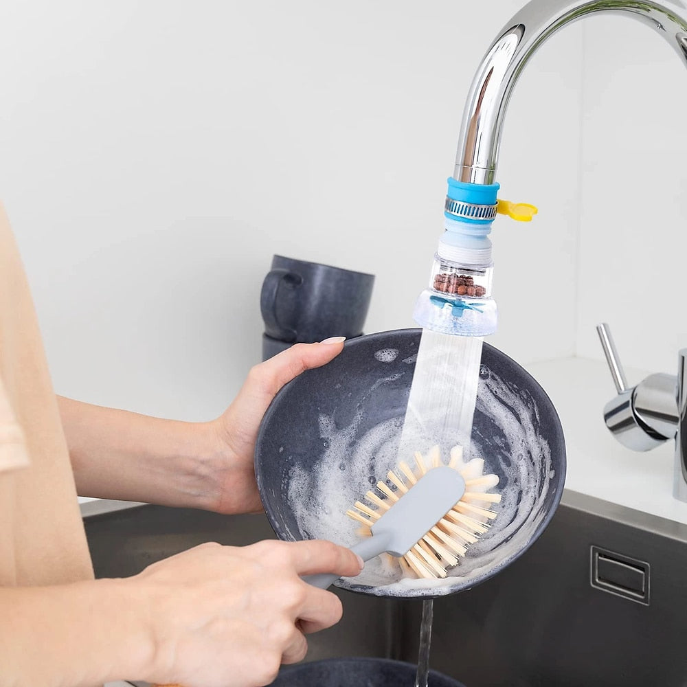 Sky Blue 360-Degree Swivel Faucet Aerator, Telescopic Splash-Proof Water Filter Nozzle