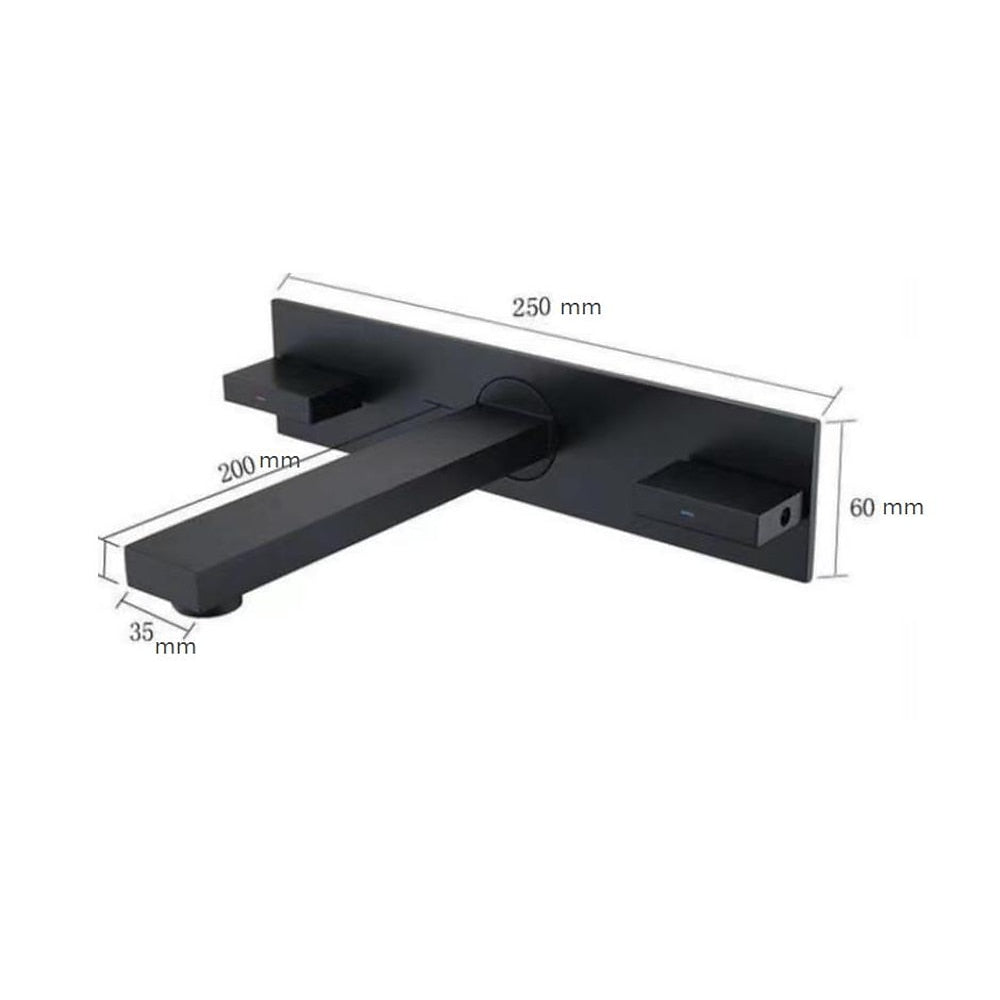 Modern Wall-Mount Bathroom Faucet, Dual-Handle Brass Sink Faucet, Brushed Gold / Matte Black