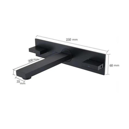 Modern Wall-Mount Bathroom Faucet, Dual-Handle Brass Sink Faucet, Brushed Gold / Matte Black