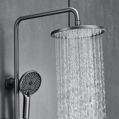 Thermostatic Wall-Mount Shower System, Multi-Function Rainfall Faucet with Handheld Shower, Chrome / Gunmetal
