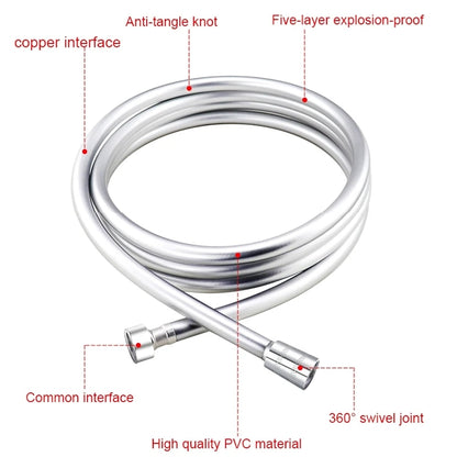 Anti-Winding Flexible Handheld Shower Hose, Smooth PVC Universal Shower Hose, Gray / Silver