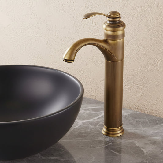 Lagomel single-handle vessel sink faucet in antique brass, set in a Traditional/Classic bathroom