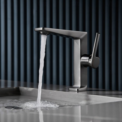 Modern Single-Hole Bathroom Faucet, Single-Handle Brass Faucet, Polished Gold / Chrome / Matte Black / Brushed Gold / Rose Gold / Matte White / Gunmetal